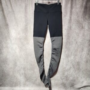 women's ALO Goddess Leggings Black/Gray ribbed Yoga athletic Sizs Small